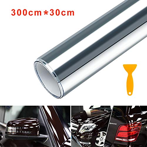 C100AE Film Sticker Carbon Fiber Vinyl Car Sticker, Waterproof Car Sticker Self-Adhesive 300 * 30cm, DIY Decoration for Car, Computer, Motorcycle, Furniture, Smartphone (Transparent)
