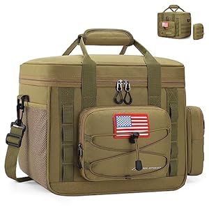 Maelstrom Tactical Lunch Box, Insulated Lunch Bag for Men, Large Durable Leakproof Cooler Bag with Detachable MOLLE Bags, Modern Lunch Tote for Adult Women Work,Picnic,20 Cans/15 L, Khaki