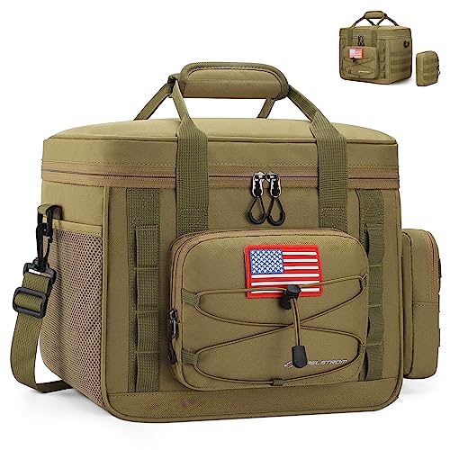 Maelstrom Tactical Lunch Box, Insulated Lunch Bag for Men, Large Durable Leakproof Cooler Bag with Detachable MOLLE Bags, Modern Lunch Tote for Adult Women Work,Picnic,20 Cans/15 L, Khaki