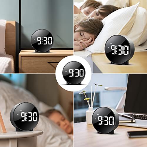 Oria Digital Alarm Clock, Hd Led Display Alarm Clock, Simple Table Clock, Electronic Desk Clock, Dual Alarms, 12/24Hr, 4 Adjustable Brightness For Bedroom, Office, Table, Black #TOP6
