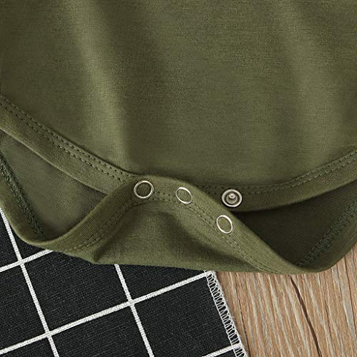 TEVEQ Infant Baby Girl Set Letter Tops Romper Leopard Flared Pants Clothes Set Green