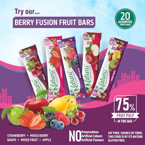 Image of Naturo Tropical Fun Assorted Fruit Bars | Multipack (20 Fruit Bars per pack) | Gift pack | Snack Pack | 2 Packs of Tropical Fun Multipack