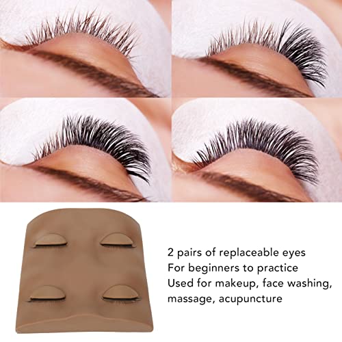 Replacement Eyelids for Lash Mannequin Head Removable Eyelids with Eyelashes Mannequin Replacement Eyelids for Lash Practice Makeup Eyelash (Coffee Color) - Image 2