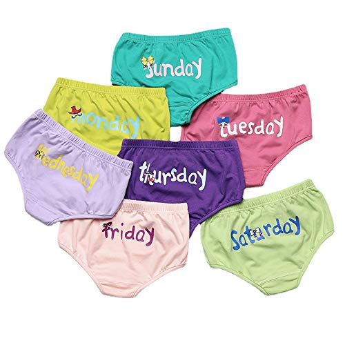 Bestsmile Roupa íntima infantil para meninas pequenas calcinhas para bebês dias da semana calcinhas