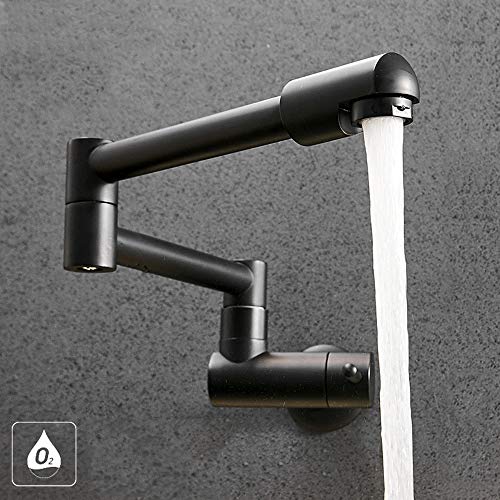 Robinet de cuisine pliable mural noir mat pour libérer l'espace de votre évier moderne