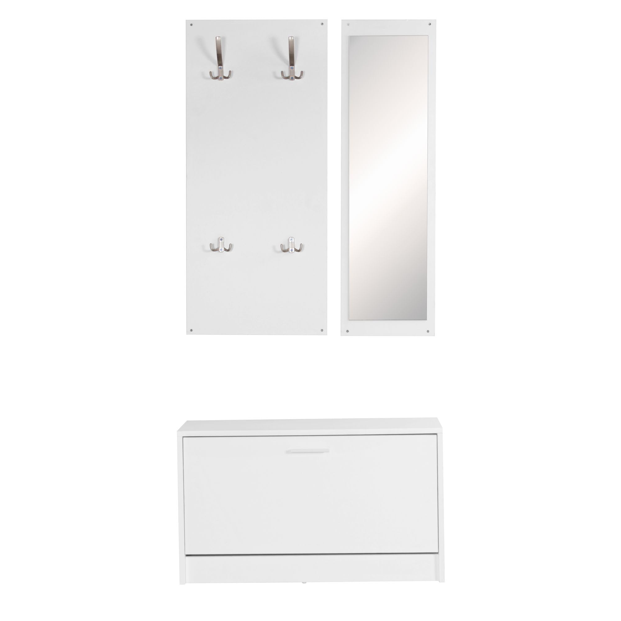 FINEBUY - Appendiabiti Da Parete Metallo 60x100x7,5 Cm Argento Acciaio