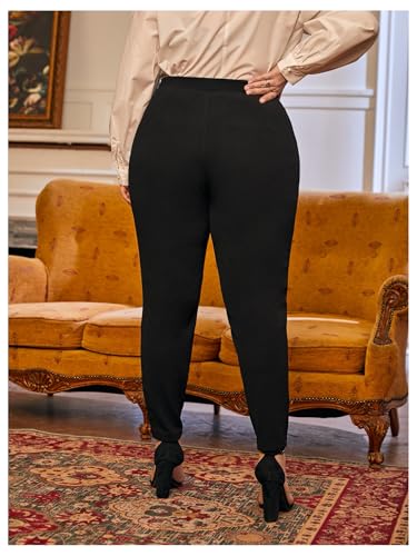 Milumia Women's Plus Size High Waisted Tapered Pants Work Long Pants with Pockets2