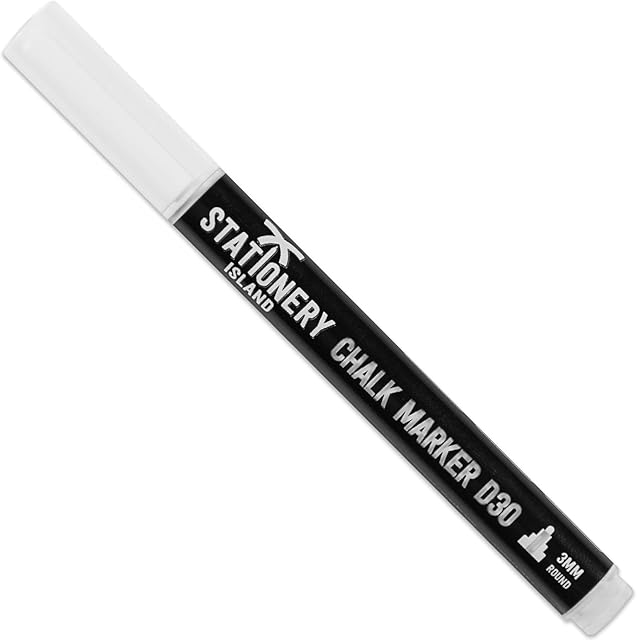 Stationery Island biały Długopis kredowy - markery kredowe, sucho wycieranie pisaki kredowe, długopisów kredowych, Wysokiej jakości Długopisy kredowe (3mm - 1 opakowanie)