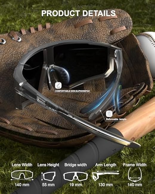 Polarized Sports Sunglasses for Women men, UV400 Protection, TAC Lenses for Running, Cycling, Baseball, Hiking