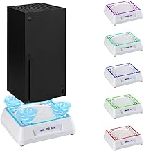 2022 Upgraded Cooling Fan for Xbox Series X, RGB LED Light Fan Cooler Fan System with Low Noise 3 Levels Adjustable Fan Speed and extra 3 USB Port for Xbox Series X Console Cooling(White)