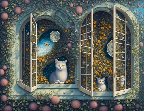 Poster chaton mignon 50x70 cm pour illuminer votre salon d'une touche florale