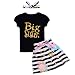 2 Styles Of Baby Girls Clothes Letters“Big Sister&Little Sister”Printed Romper Tops+Floral Striped Pants+Hat Outfits Set (Black, 4-5T)