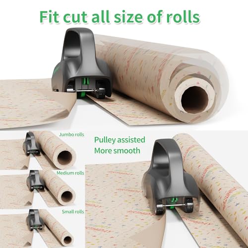 2PC Wrapping Paper Cutter with 3 Replaceable Blades, Car Design Cutter Dispenser Tool Adapt for Any Diameter Gift Wrapping Paper Roll, Cutting Efficient Straight Easily & Safely on Halloween Christmas - Thumbnail 3