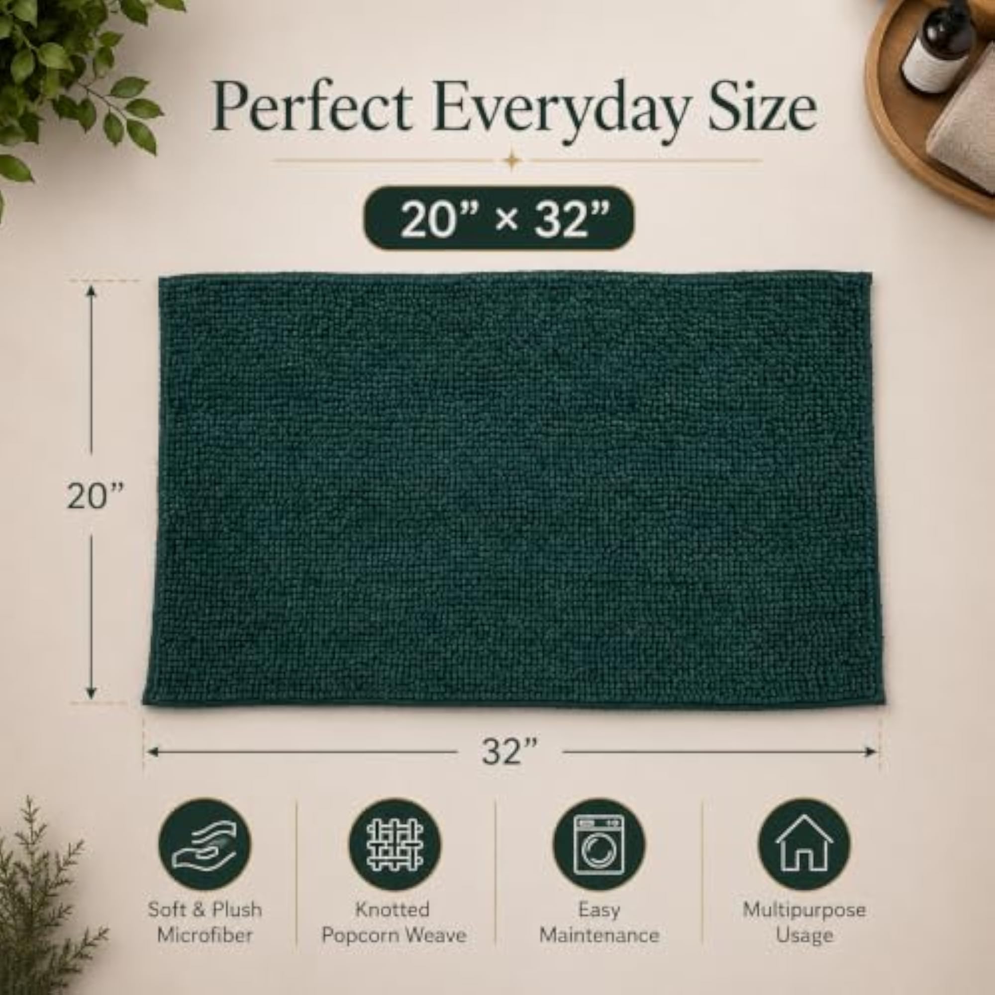 Premium Popcorn Microfiber Bath Mat, Ultra Soft Rug