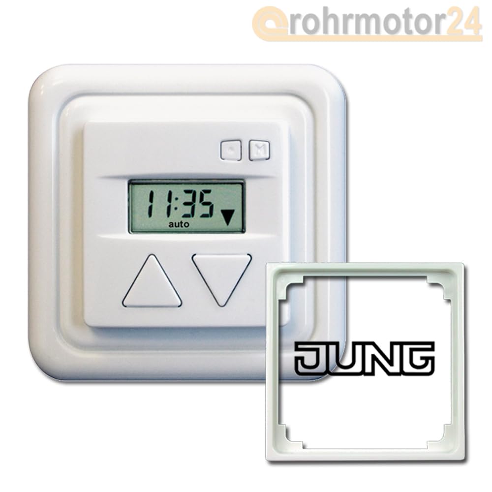 Duomatic 50 RZ Rolladensteuerung Zeitschaltuhr UP 7082/50RZ Jalousieschalter incl. Jung Zwischenrahmen (Jung AS500/AS univ./A500)