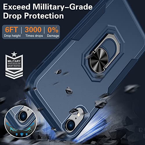 Oneagle For Iphone Xr Case, 2 In 1 Heavy Duty Kickstand Iphone Xr Case With [Tempered Glass Screen Protector][ 360°Rotating Ring Stand]Slim Military Grade Shockproof Phone Case For Iphone Xr 6.1 Inch #TOP1
