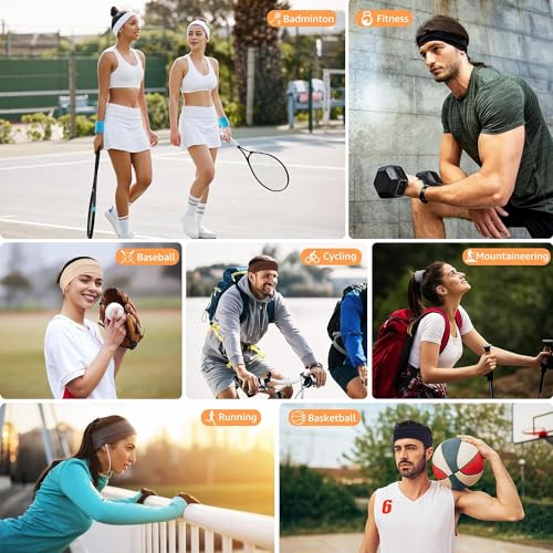 Headbands for Women Non Slip - 7PCS Fashion Sports Hair Bands for Women's Hair, Soft Cotton Cloth Stretchy Headbands for Women for Workout Yoga Running - Image 5