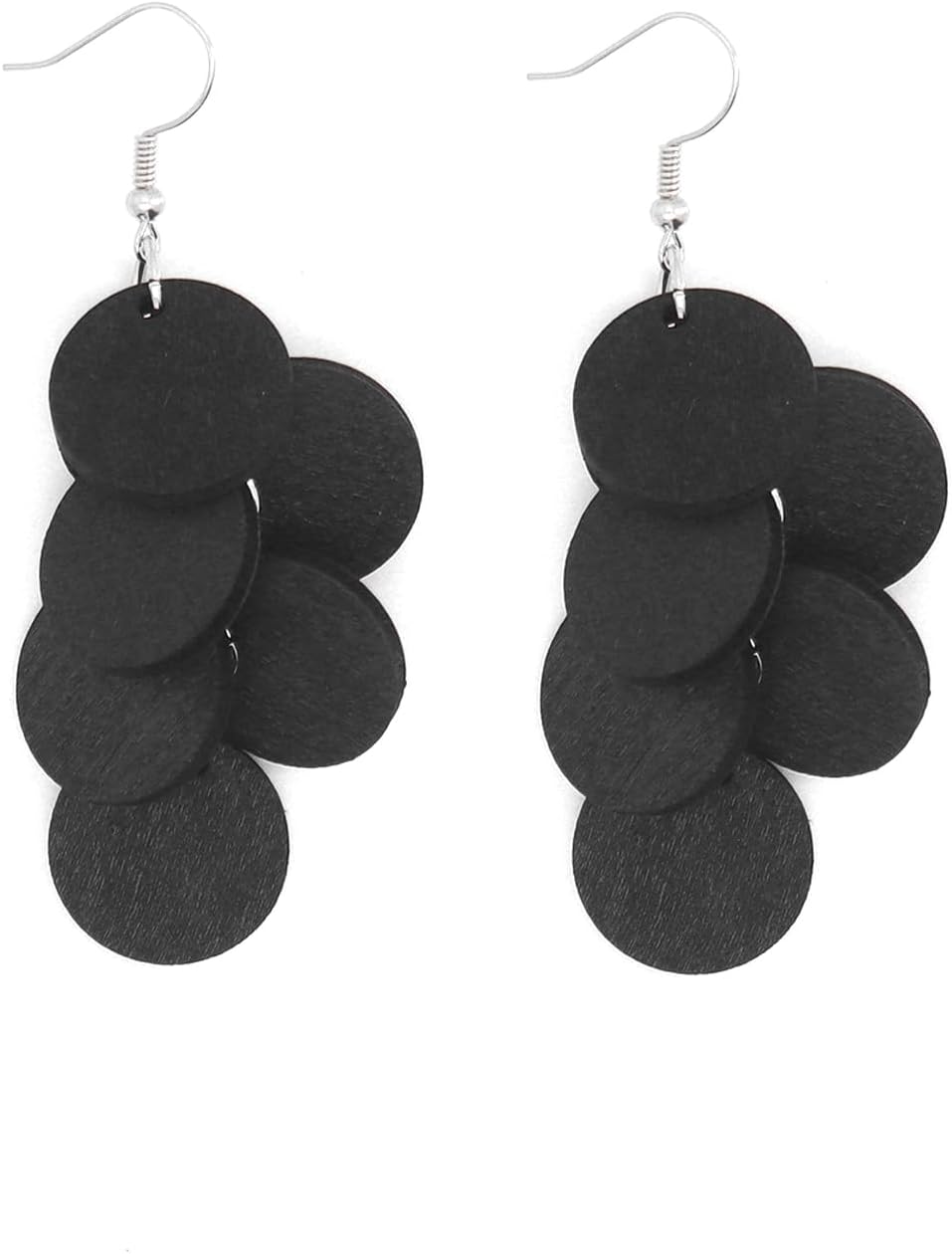 Boho Handmade Round Wooden Dangle Earrings for Women Vinatge Multiple Disc Geometric Long Tassel Earrings Lightweight African Earring Vacation Jewelry - Image 7