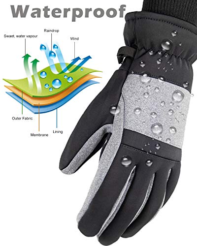 Globaltronics Winter Gloves Men Women Waterproof Cold Weather Mittens Fleece Touchscreen Breathable Windproof Outdoor Sport Ski #TOP4