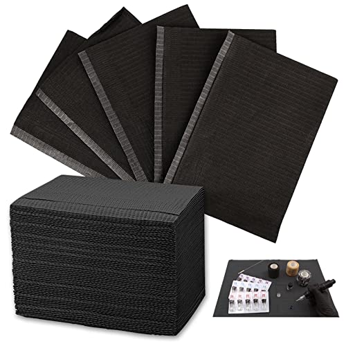 Bavoirs Dentaires, Rayyl 50 pièces Bavoirs Dentaires Jetables Bavoirs Imperméables pour Tatouage Couvercle de Plateau de Tatouage (Noir)