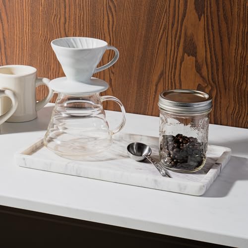 image for Cork & Mill Marble Tray for Bathroom Countertop, Kitchen Counter, or C