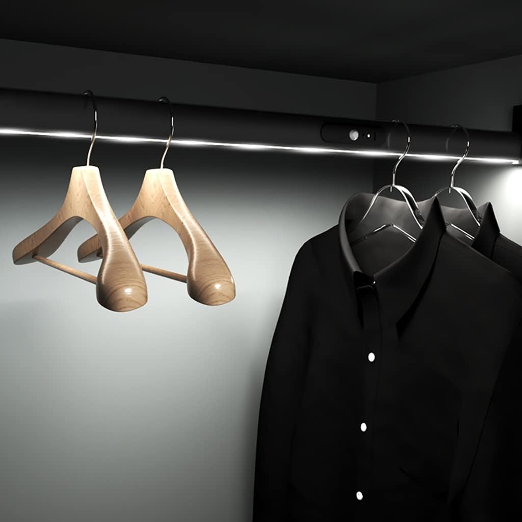 Black Closet Rod With LED Light,40130cm Clothes Rail Metal