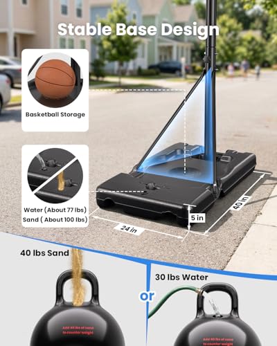 image for IGL Portable Basketball Hoop Outdoor, 3-10ft Adjustable Height, 40