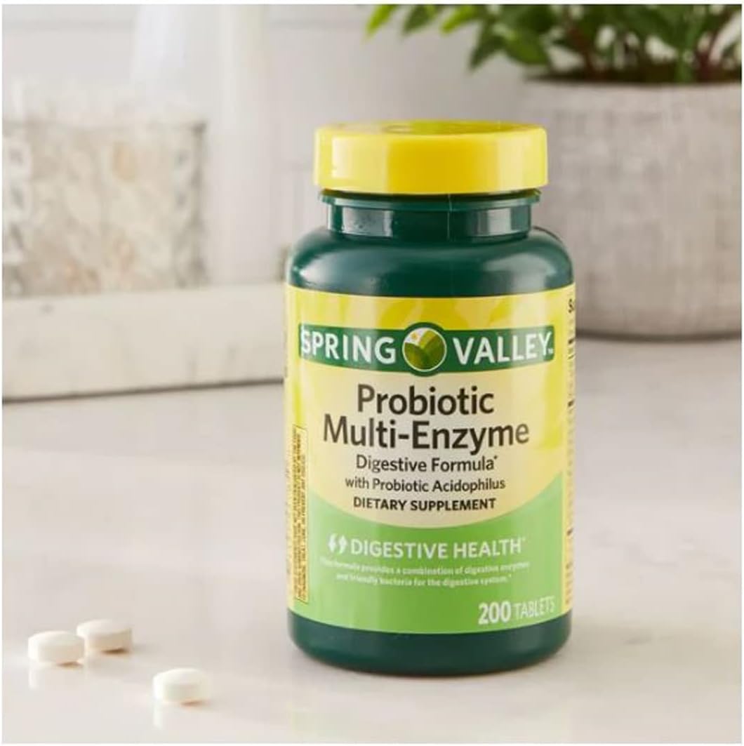 Spring Valley Multi-Enzyme Probiotic 200 Tablets + Your Vitamin Guide : Health & Household