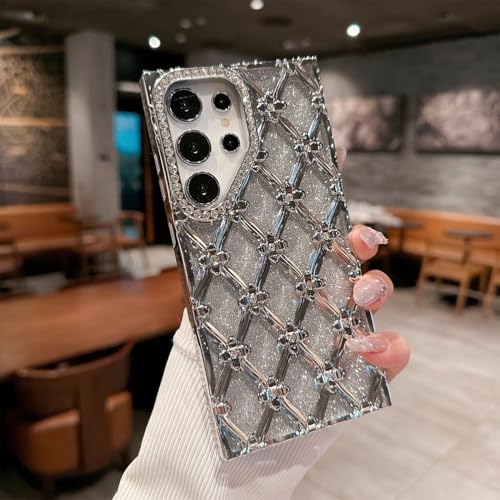 Coque Samsung S25 Plus pailletée argent rigide silicone protection arrière Galaxy S25+