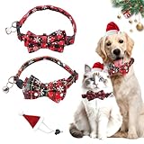 【Papillon festivo e campana per lo spirito natalizio】 Celebra la stagione con un design festivo a quadri, Babbo Natale e fiocco di neve disponibile in rosso e verde. Dotato di un papillon rimovibile e di una campana dal suono morbido, questo colletto è perfetto per le foto di Natale, i regali o l'uso quotidiano. Il campanello aggiunge un tocco giocoso ma pratico, aiutandoti a localizzare il tuo animale domestico riducendo il rischio di incidenti.