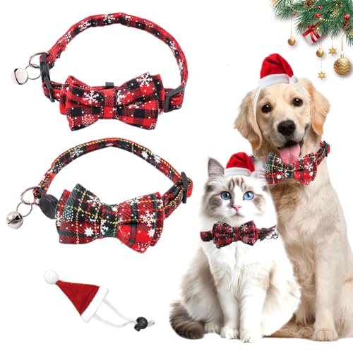 【Papillon festivo e campana per lo spirito natalizio】 Celebra la stagione con un design festivo a quadri, Babbo Natale e fiocco di neve disponibile in rosso e verde. Dotato di un papillon rimovibile e di una campana dal suono morbido, questo colletto è perfetto per le foto di Natale, i regali o l'uso quotidiano. Il campanello aggiunge un tocco giocoso ma pratico, aiutandoti a localizzare il tuo animale domestico riducendo il rischio di incidenti.