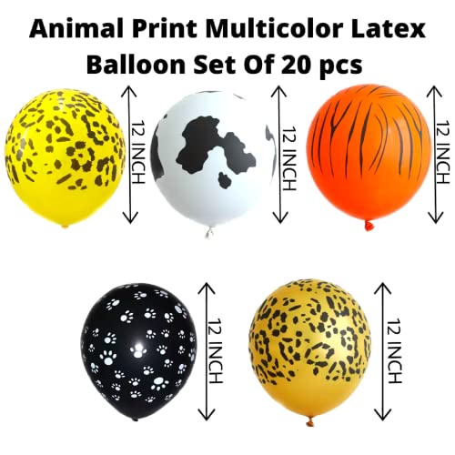 Image of Party Decorz Jungle /Safari /Animal Print Multicolor Latex Balloon Set Of 20 pcs For Kids Animal Theme Birthday Party Decoration, Surprise Party