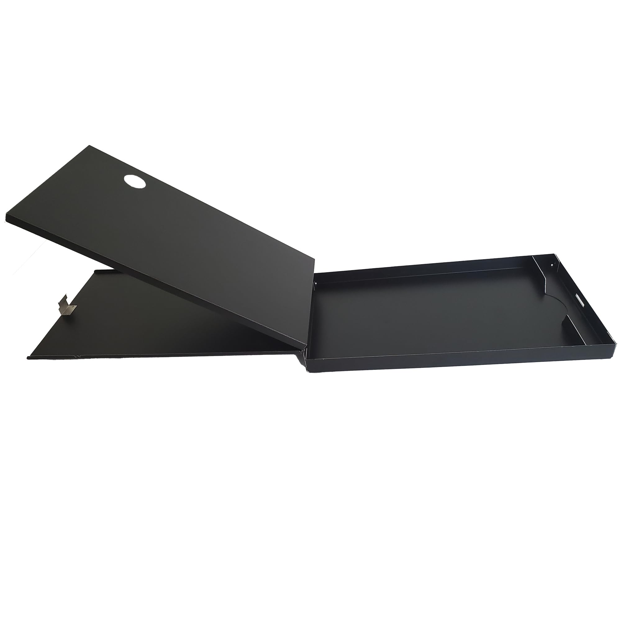 Posse Box - Untere Öffnung mit zwei Fächern, legale Größe PB-37L-BV, schwarzes Vinyl-Aluminium, 39,5 x 21,5 x 2,5 cm, Aufbewahrungs-Organizer