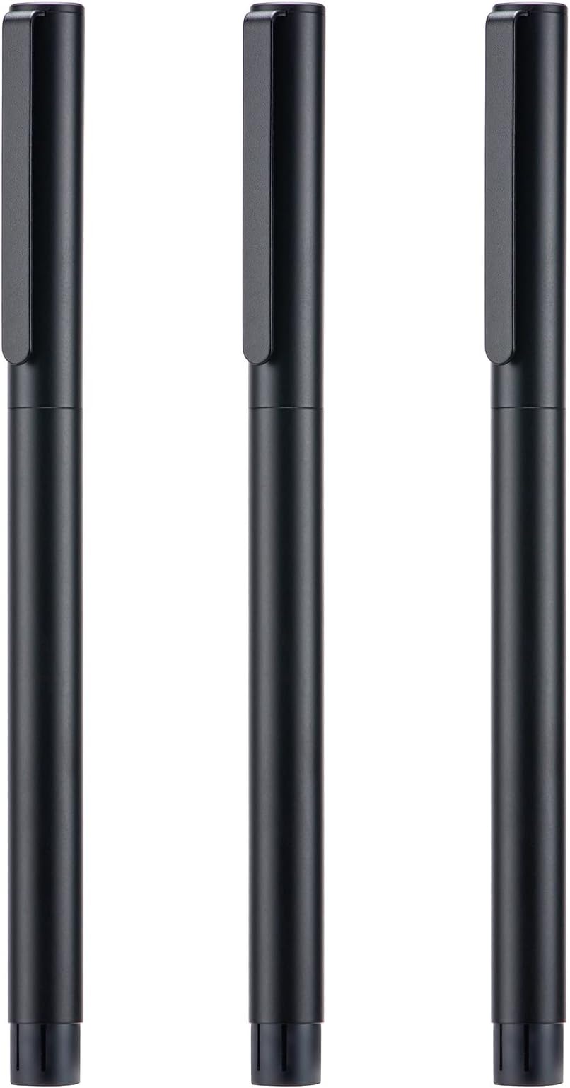 3PCS Jinhao 65 Black Fountain Pen Set, Iridium Ultra Fine & Extra Fine & Fine Nib, Smooth Writing Pen with Converter Set