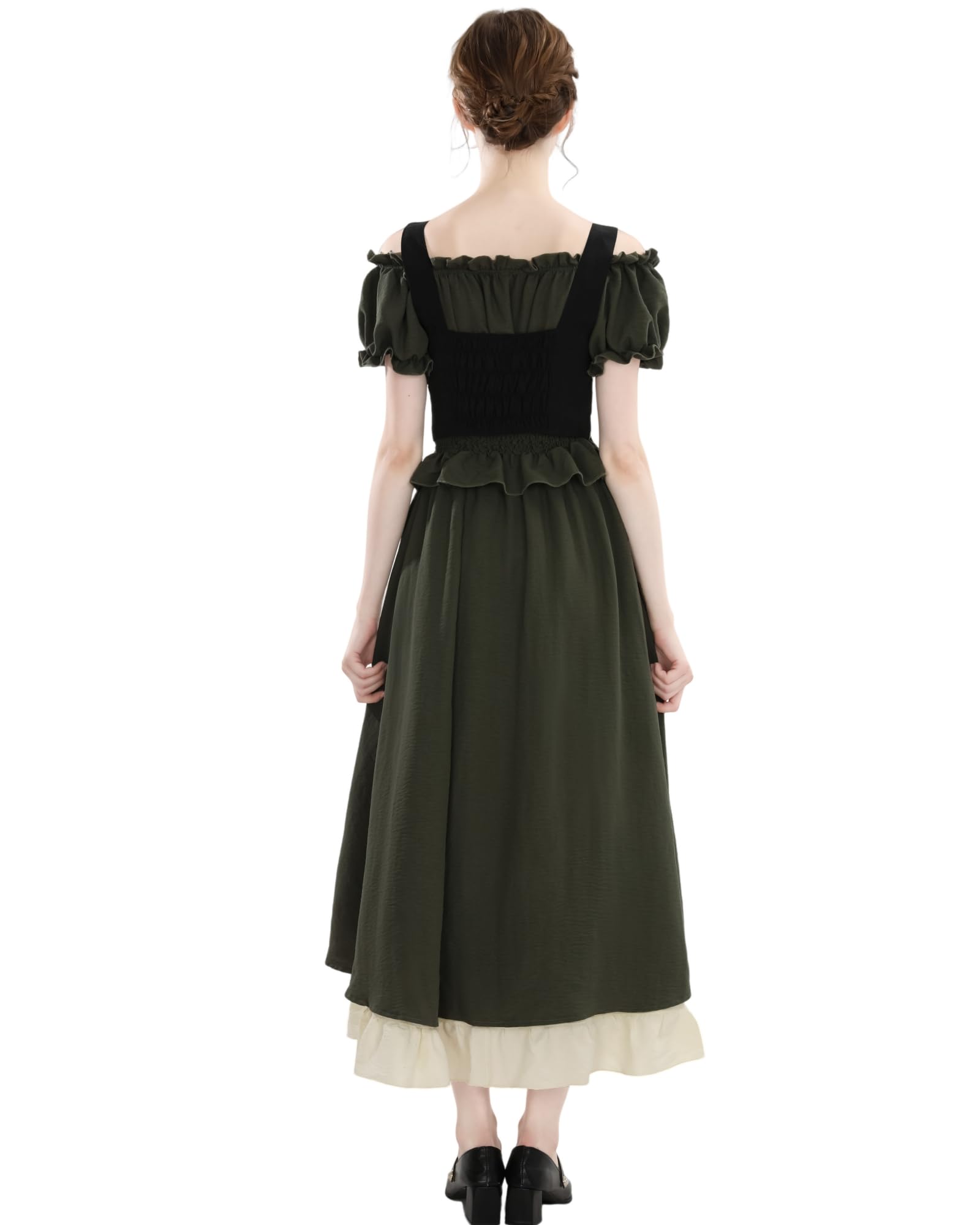 Mittelalter Kleidung Damen Viktorianisches Kleid Renaissance Kleid Damen aumwolle Maxikleid Kurzarm