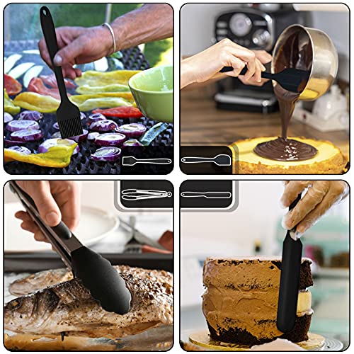 Teamfar Cooking Utensils, 14 Pcs Silicone Kitchen Utensil Set With Stainless Steel Handle, Spatula/Spoon/Holder/Whisk, Non-Toxic & Non-Stick, Durable & Heat-Resistant, Dishwasher Safe, Black #TOP5