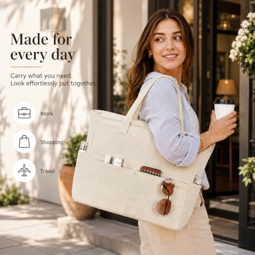 Image of LEDAOU Large Beach Bag Women Waterproof Sandproof Zipper Beach Tote Pool Bag for Swim Gym Grocery Travel with Wet Pocket