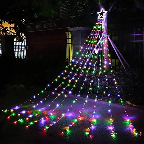 PUHONG Christmas Decoration Outdoor Star String Lights, 16.4Ft Christmas Tree Toppers Lights 320 LED 8 Modes with 12" Lighted Star for Halloween Christmas New Year Holiday Birthday (Multicolored) - Image 5