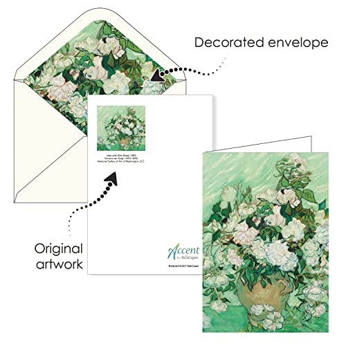 Image of RainCaper Fine Art Keepsake 5x7 Blank Stationery van Gogh Greeting Note Cards With Decorative Envelopes, Gift Boxed Set of 16 | 300 GSM Cardstock (van Gogh Flowers)
