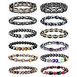 THUNARAZ 12Pcs Hematite Magnetic Bracelet Set for Men Women Tiger Eye Stone Bracelet Stree Relief Gift