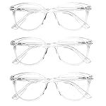 3 Pack Reading Glasses Spring Hinge Stylish Readers Black/Tortoise for Men and Women (3 Transparent, 2.50)Medium