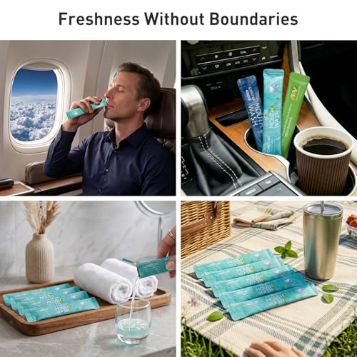 Mouthwash Travel Size Portable Packets to Go, Alcohol & Fluoride Free Fresh Mint MouthwashStrips for Superior Oral Hygiene,30 Individual Disposable Mouthwash Packs(Pack of 30) - Image 5