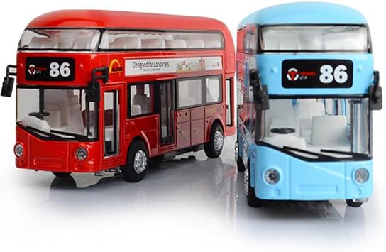 London Double Decker Bus Routemaster City Tourist Closed Top Diecast Openable Doors, 1/50 Scale Double Decker Bus Model, Red
