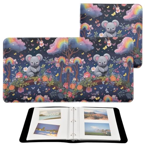Álbum de fotos adhesivo DIY con cubierta de cuero PU, diseño de anillas, 40 páginas, tamaño 11.8 x 11.2 pulgadas miniatura 2