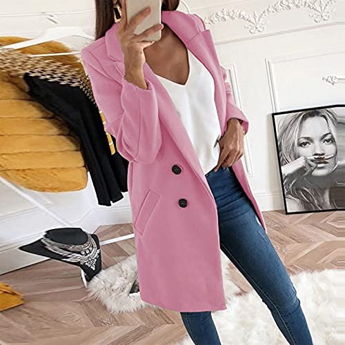 Zefotim Blazer Jackets For Women,Ladies Lapel Collar Double Breasted Pea Coat Winter Wool Blend Over Coats Long Jackets Plaid Jackets For Women Faux Fur Coat Women Htl2 #TOP1
