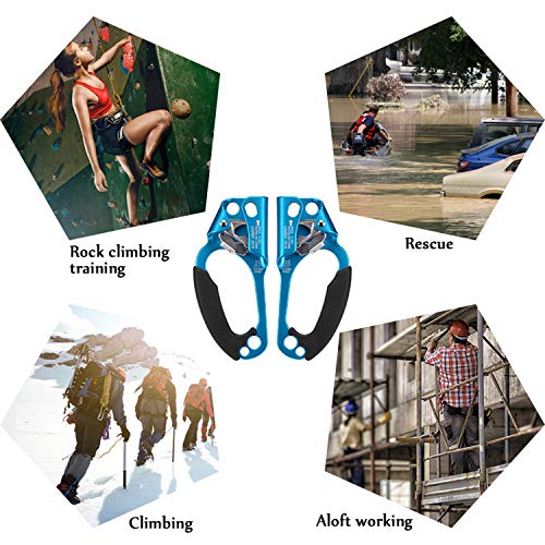 Andoer Grampo de corda de ascensão manual equipamento de rapel de escalada em rocha para corda de 8-
