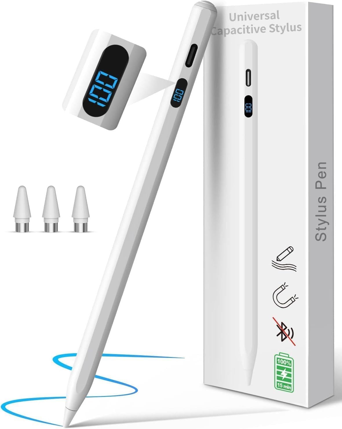 StylusHome Stylus Pen for Android, Stylus with LED Power Display, Tablet Pen Compatible with Samsung/Huawei/Lenovo/Xiaomi Tablets & Phones, Magnetic Smart Pen for iPhone, Android & HarmonyOS Devices-picture-18