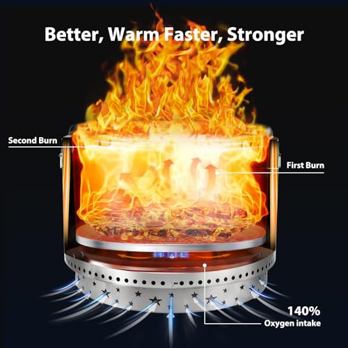 27" Smokeless Fire Pit with Air Switch, 304 Stainless Steel Wood Burning Fireplaces, Portable Outdoor Bonfire Pit for Camping, Bonfires
