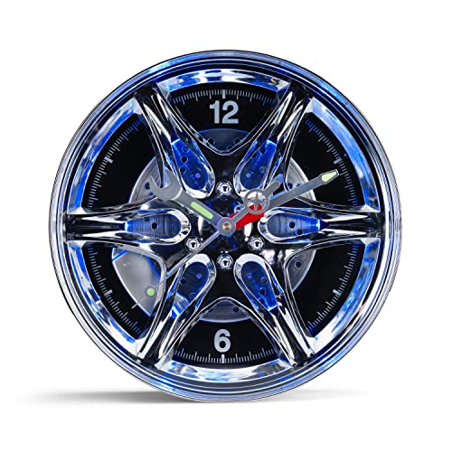 RED5 LED Light Up Neon Effect Car Alloy Wheel Rim Theme Wall Mountable Clock