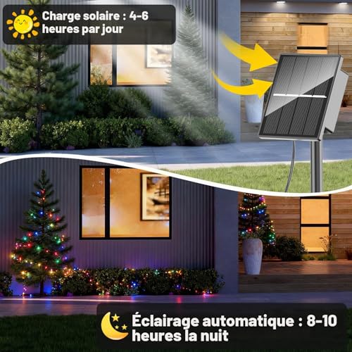 SOLARBABY Lot de 4 Guirlande Lumineuse Exterieur Solaire,4x11.5m Total 400 LED Guirlande Lumineuse Solaire Étanche 8 Modes, Guirlande Solar Pour Cour Fête Jardin Noël Décoration Exterieur Multicouleur – vue 2